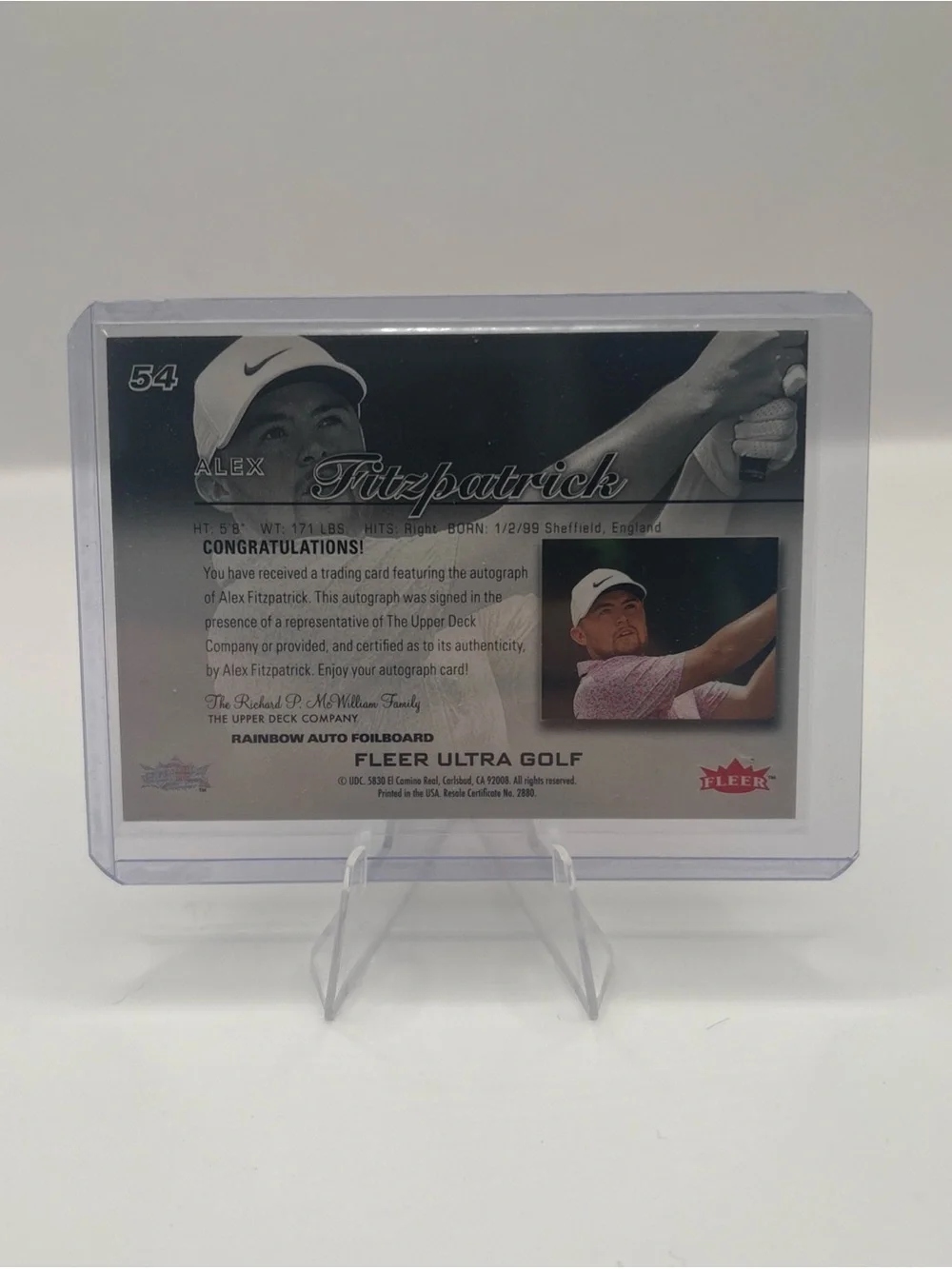 2023 Fleer Ultra Golf Rookies Rainbow Auto Alex Fitzpatrick #54 Rookie Auto.